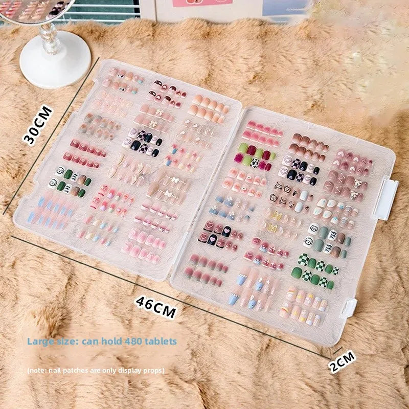 coffret rangement faux ongles multicolores modernes grande capacité portatif transparent accessoire nail art