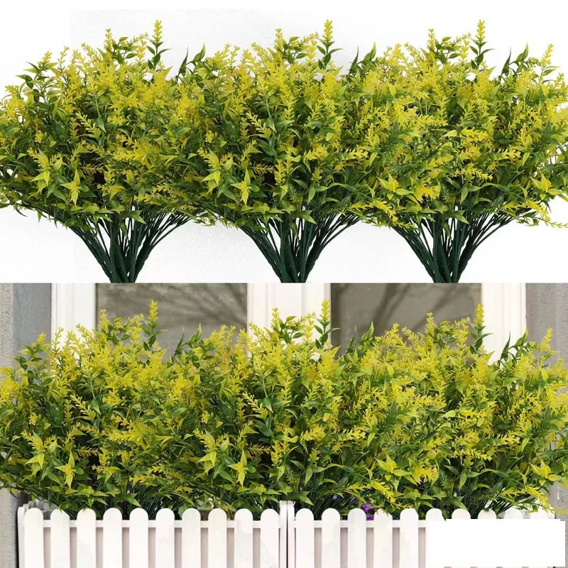 plantes artificielles feuilles pointues vert clair violet modernes extérieures intérieures décoration exposition 10 pièces