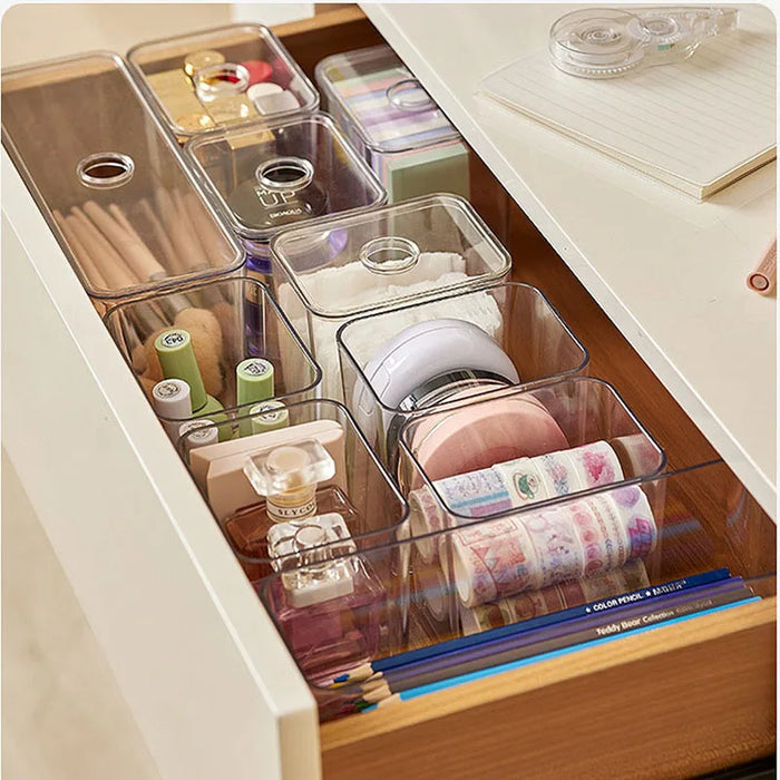 Boîte de rangement acrylique transparente avec couvercle vert