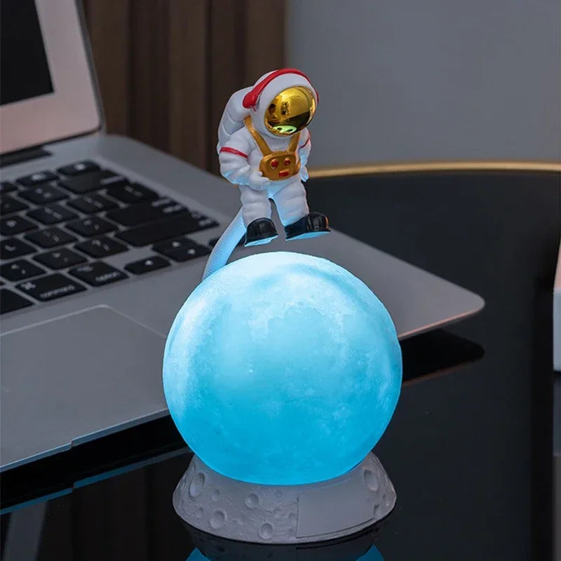 lampe led veilleuse astronaute lune chambre enfant blue orange moderne