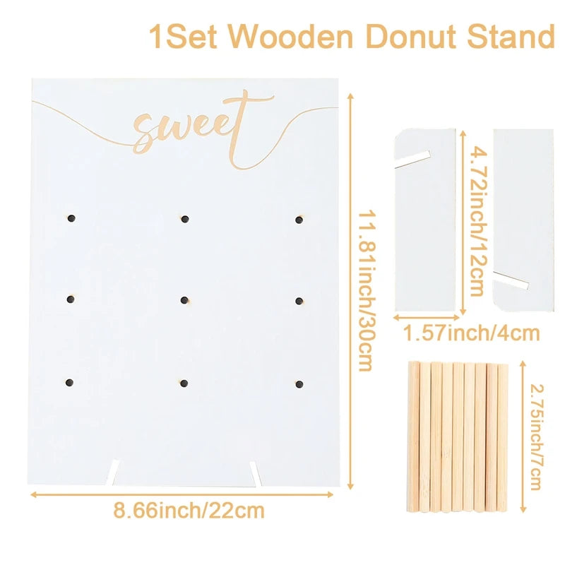 panneau decoratif bois donuts mariage anniversaire baptême fete decorations cupcakes meringues