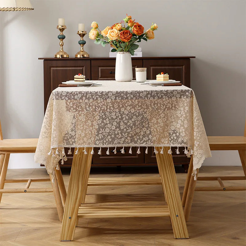 nappe table dentelle floral beige romantique réutilisable hiver printemps été mariage festivehôtel