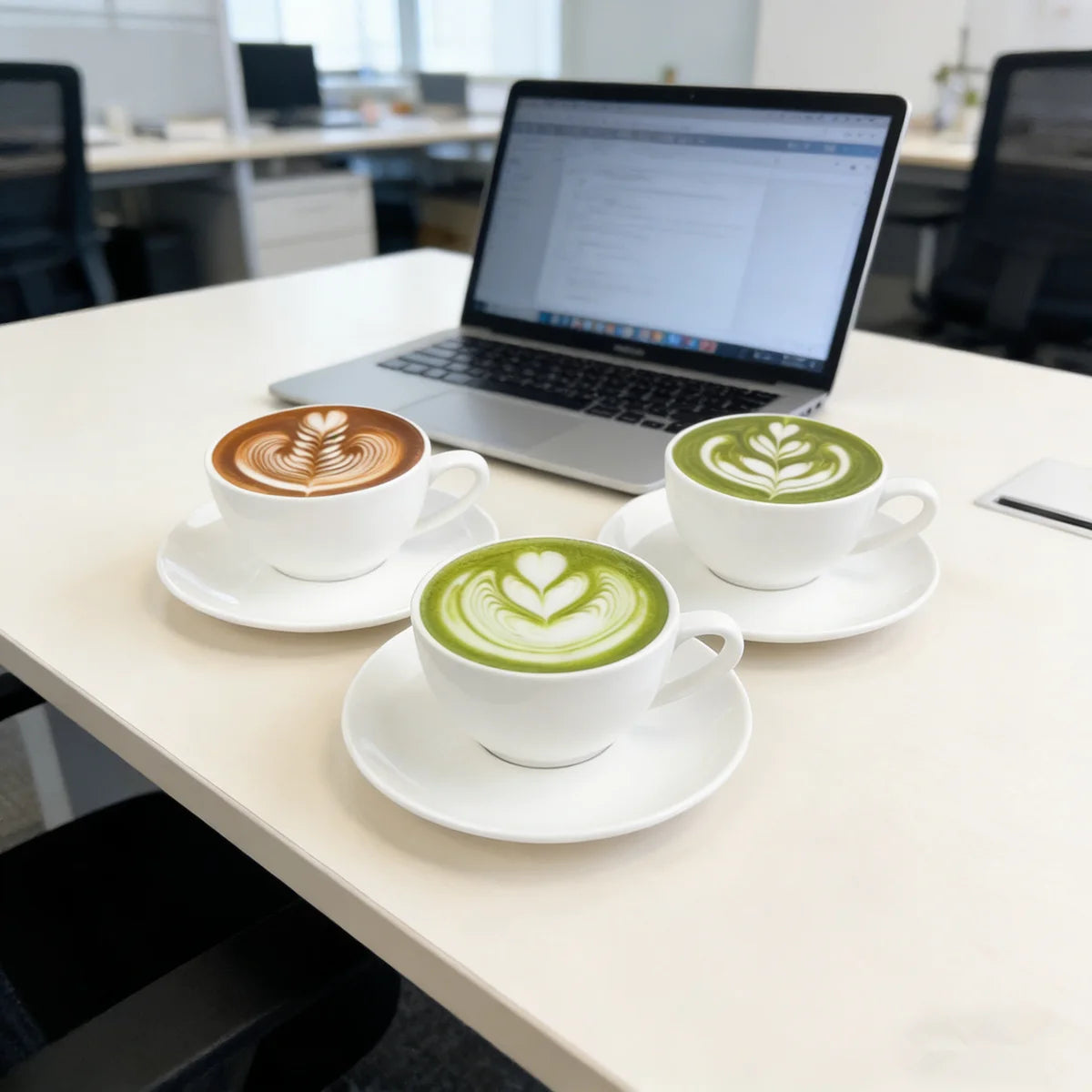 tasses blancs motifs latte art cœur feuille moderne soucoupe anniversaireDecoration deco patisserie