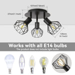 lampe suspendue moderne cage métallique noire interrupteur poussoir led e27 haute basse