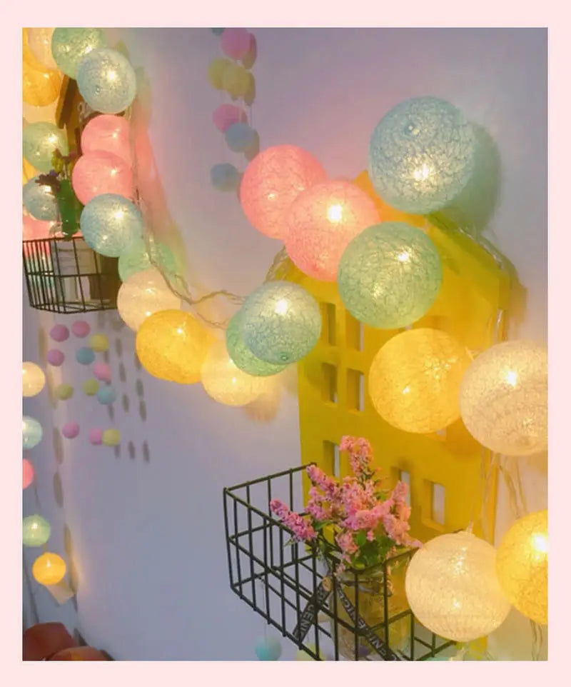guirlande lumineuse noel vert blanc tissu laine coton moderne usb powered chambre festive