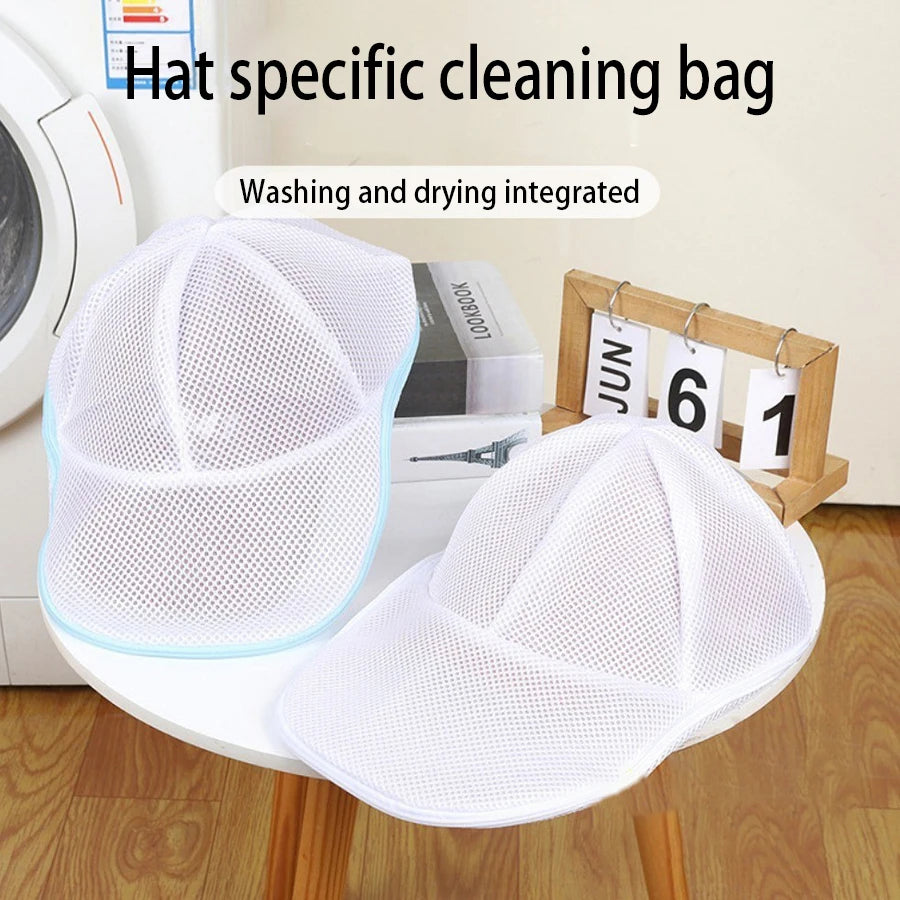 rangement chapeau casquette baseball bleu blanc vert maille clips sac lavage durable protecteur