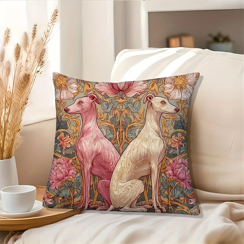 housse coussin carré floral vintage roses vertes polyester peachskin 45x45 cm unique chambre salonhôtelhospital