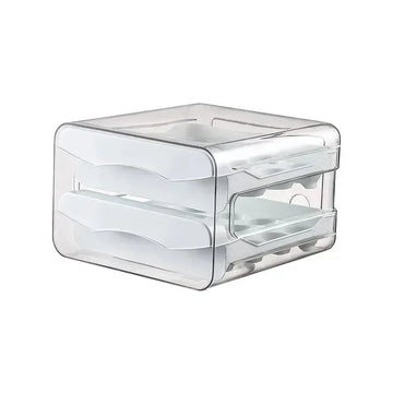 rangement œufs plastique transparent double niveau blanc orange réfrigérable cuisine moderneReusable organisateur kitchenware