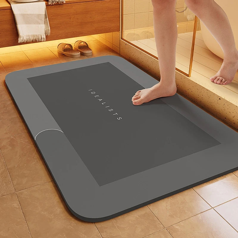 tapis bain super absorbant antidérapant moderne motifs géométriques gris living simple