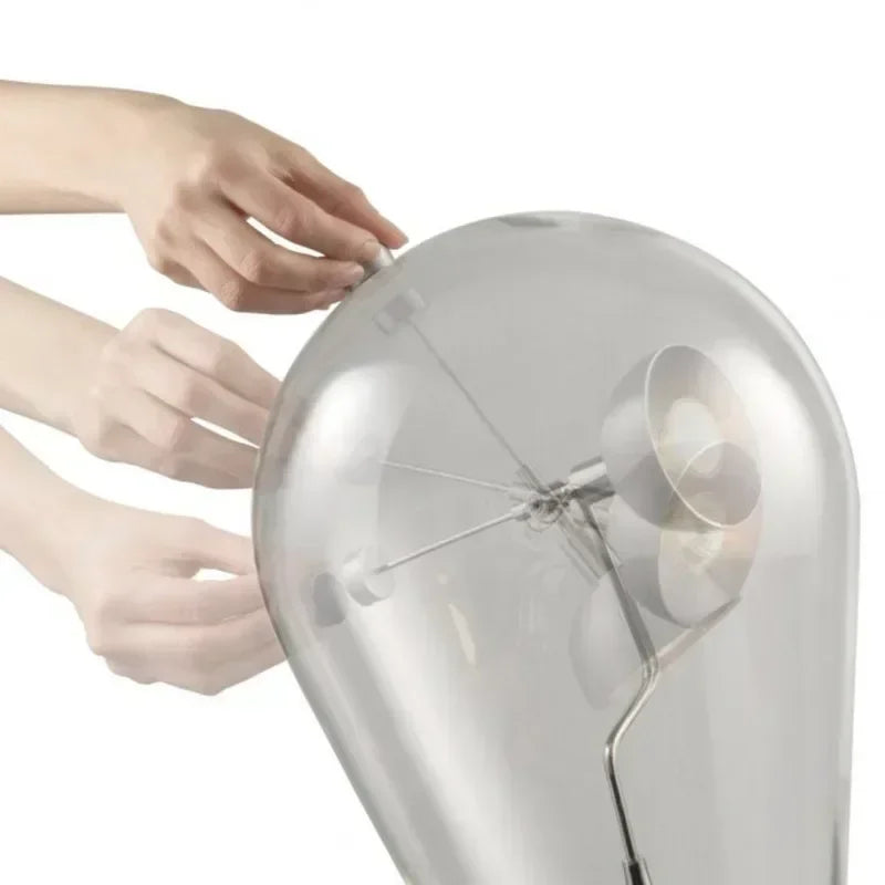 lampe table led transparente moderne interrupteur bouton éclairage minimaliste chromé chambre