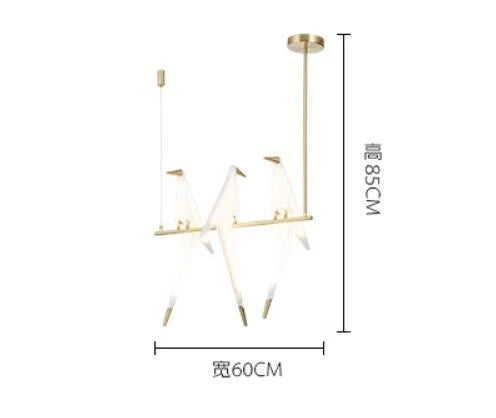 chandelier moderne oiseaux suspension blanc doré fluo lumières fixations métal artistique