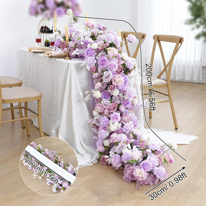 décoration mariage rose violet fleurs artificielles table arrangement floral événement romantique élégant