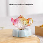 ornement théière résine multicolore transparente rétro vintage décoration table rotative amateur thé collectionneur