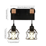 applique murale industrielle triple ampoule noir bois clair vintage mur trois lumières
