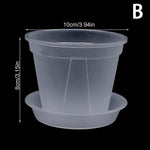 pot fleurs transparent moderne plateau dimension 10cm 12cm 14cm plastique