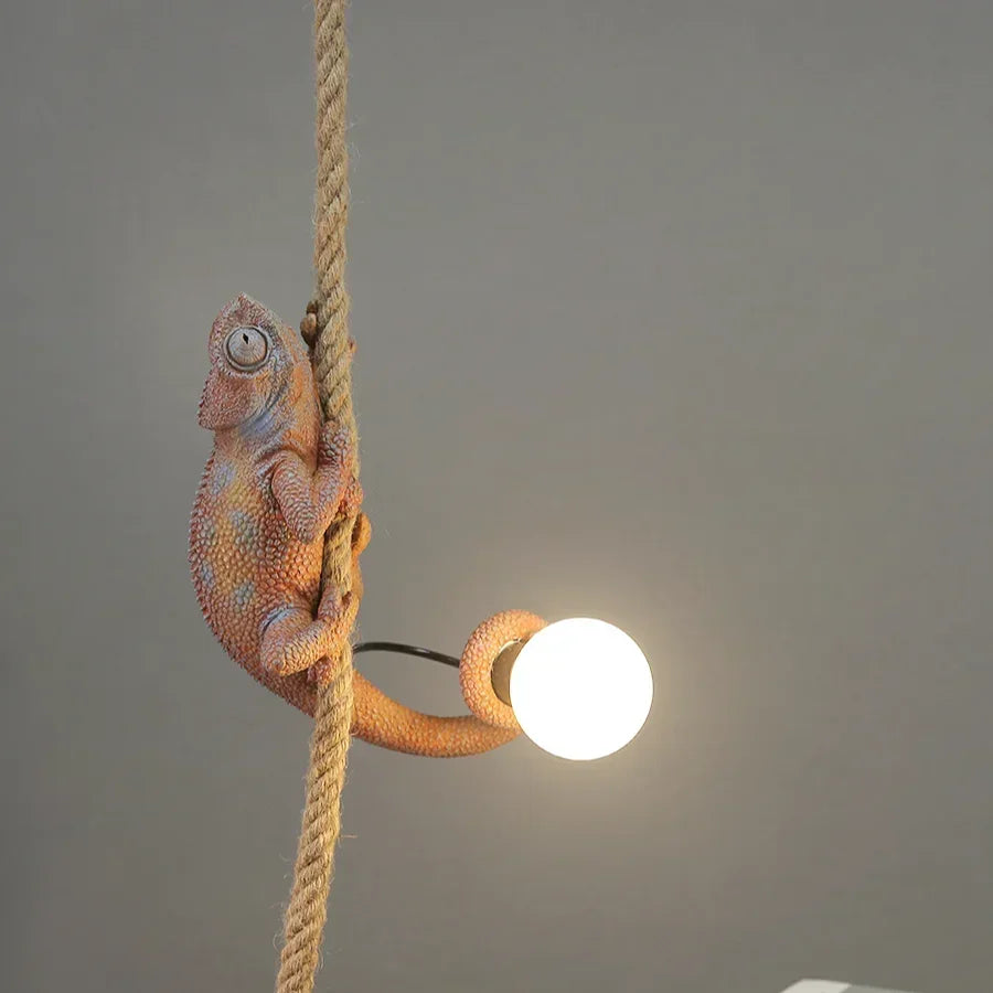 lampe suspendue moderne or orange blanc noir singe lézard brillant résine e27
