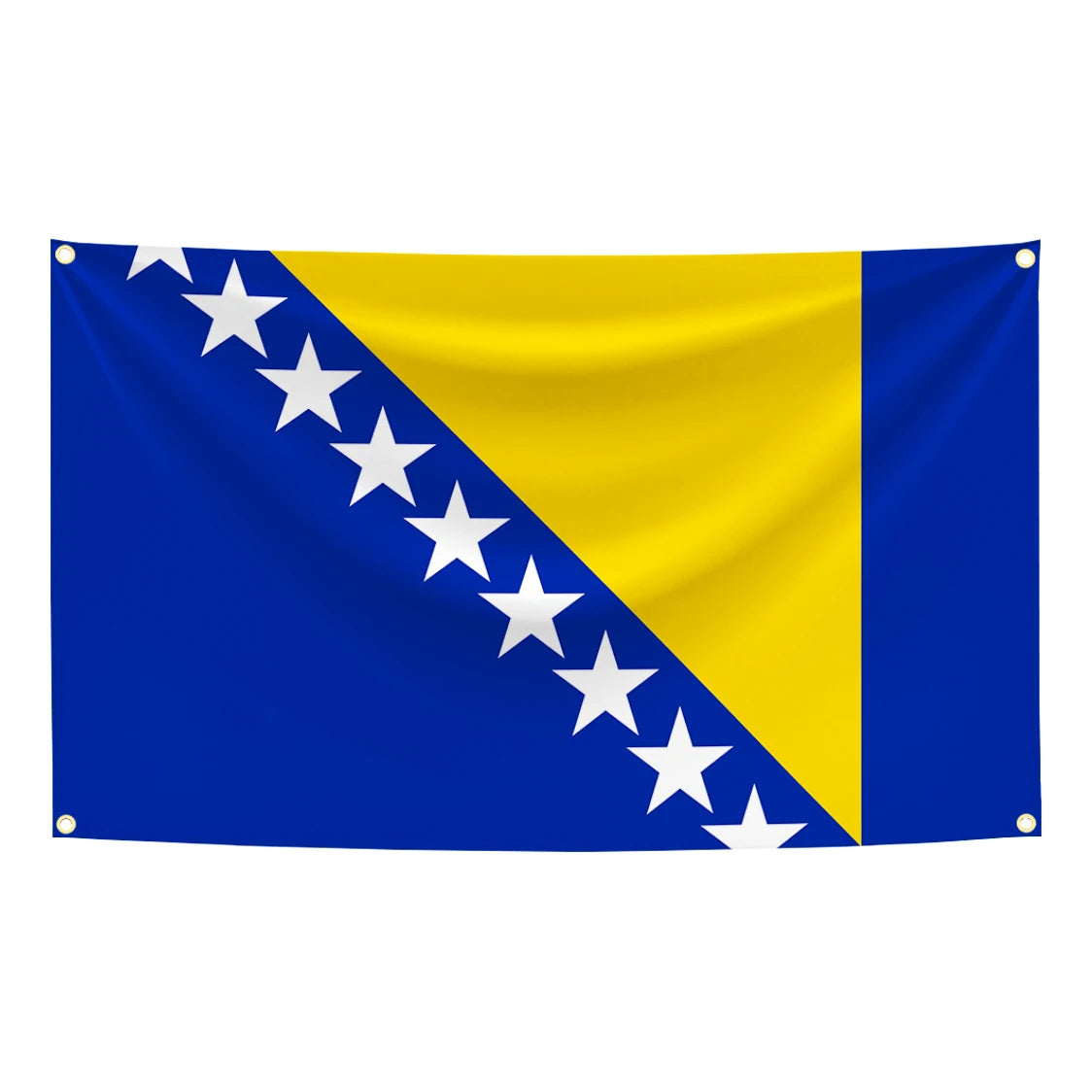 drapeau bosnie herzegovine polyester blanc bleu vert or gris armoiries fleurs lys croissants classique