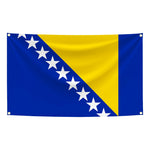 drapeau bosnie herzegovine polyester blanc bleu vert or gris armoiries fleurs lys croissants classique