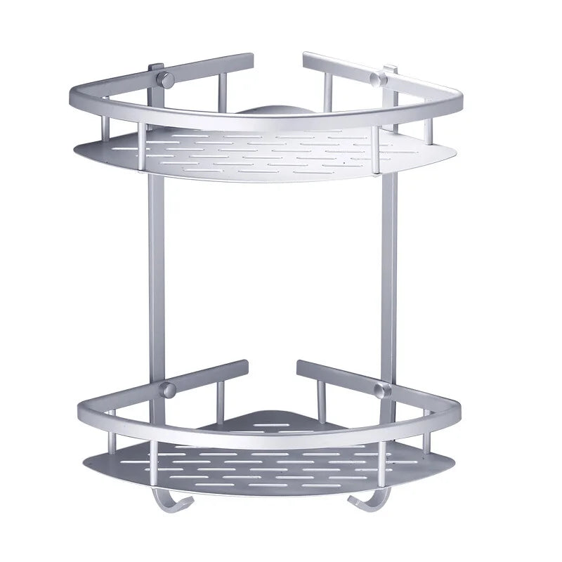 étagère salle bain adhésive noir argenté moderne minimaliste niveaux rondes perforées 10kg charge