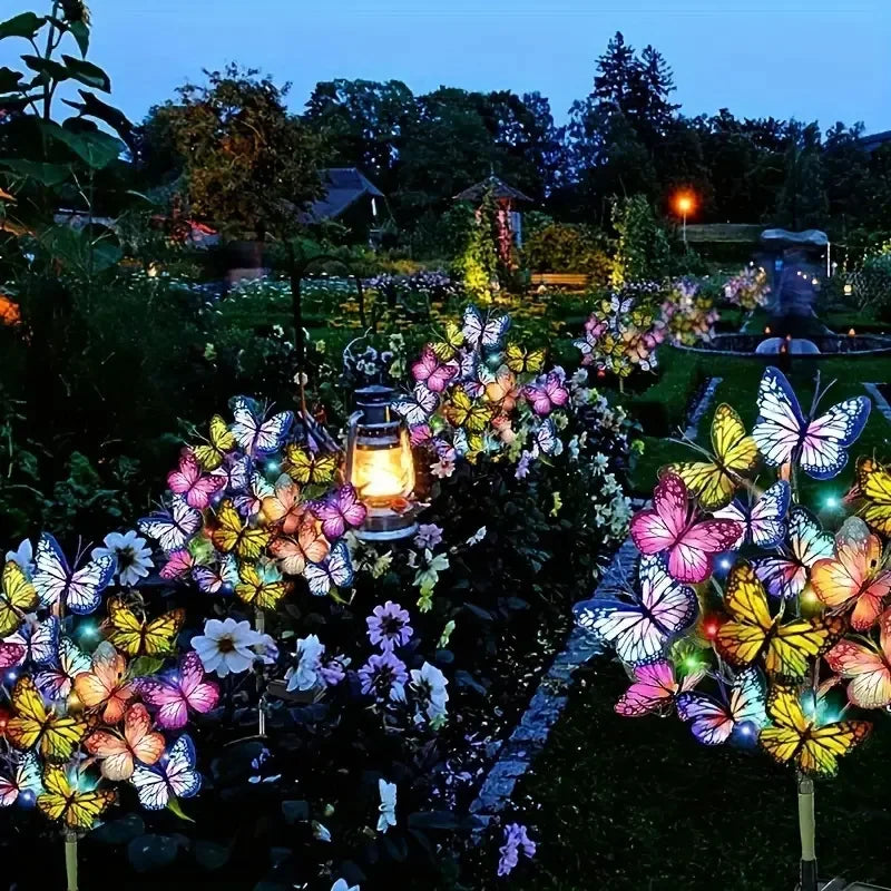Guirlande lumineuse solaire multicolore papillons moderne extérieure jardin décoration festiveextérieur