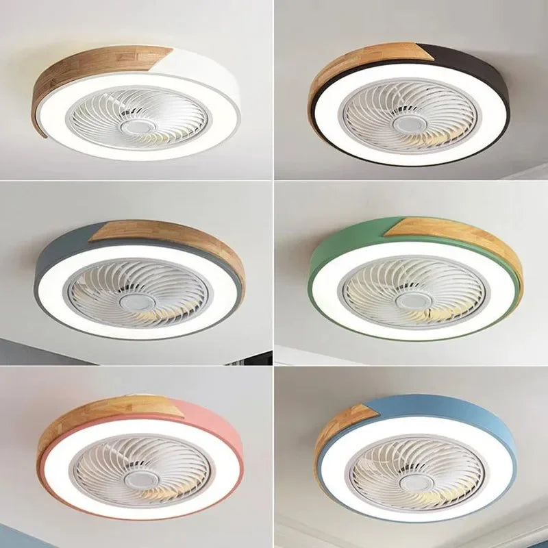 ventilateur bois led gris blanc minimaliste moderne télécommande luminoșité variable certifications sécurité chambre salon