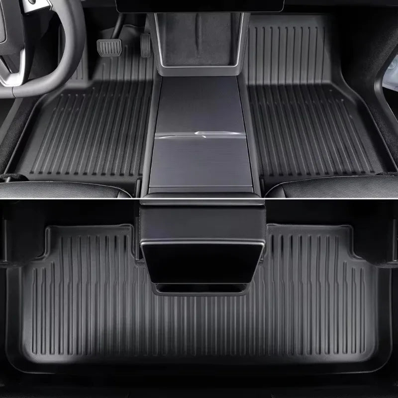 tapis sol tpe noir rayures horizontales clips modernes tesla 2025