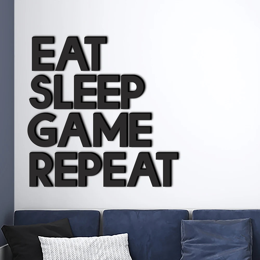 autocollant mural moderne noir texte capitales chambre game room décoration