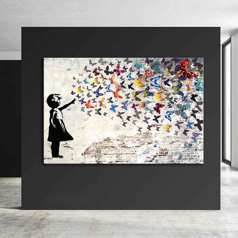 tableau peinture toile fleurs abstraites multicolores décoration murale moderne salon chambre enfant cadre noir