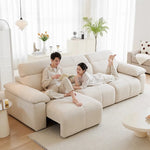 canapé lit moderne convertible beige oreillers 196x160x98cm tissu composite sponge down adjustable