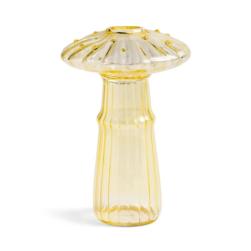 vases champignon moderne transparent rayures verticales marron rose vert rouge bleu orange
