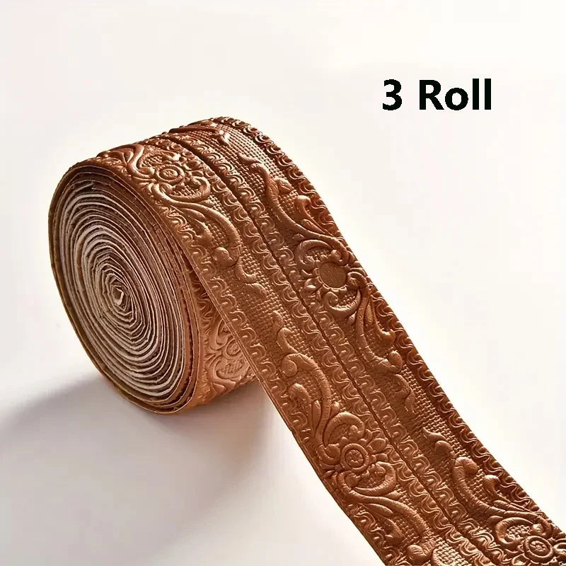 bordure auto adhésive ornements floraux 3d opaque classique décorative adhésive blanc marron roll decoration