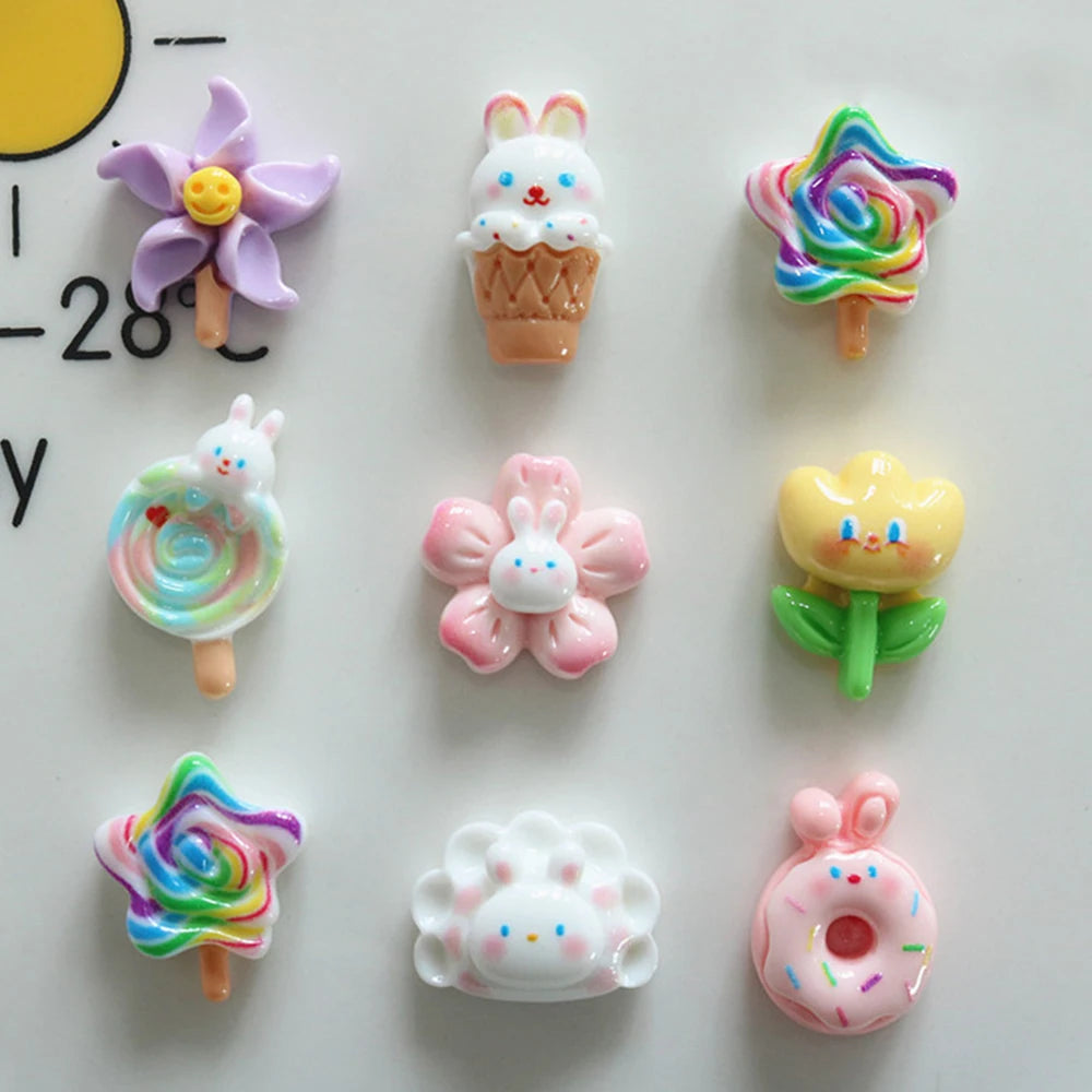bijoux cuisine pâte sucre fleurs bonbons nuages multicolore opacité 20x18mm 20x17mm 19x16mm 23x14mm 17x17mm