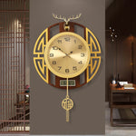 horloge murale moderne or marron chiffres géométriques cerf décoration salle