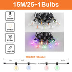 guirlande lumineuse extérieure globes multicolores transparents vintage 10m 15m 20m led rgb imperméable
