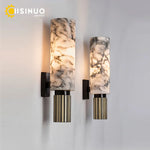 lampe murale moderne marbre blanc noir base métallique diffuseur LED 40x12cm