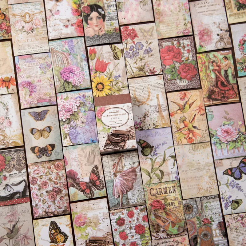 autocollants fleurs vintage multicolores scrapbooking artisanat diy cartes postales etiquettes papier decoratif