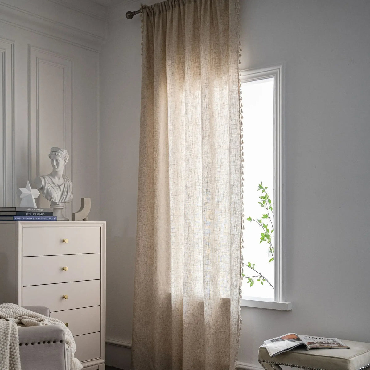 Rideau Translucide Blending Bipartite Extérieur Plate Transparent Décoratif Vintage Hôpital Salon