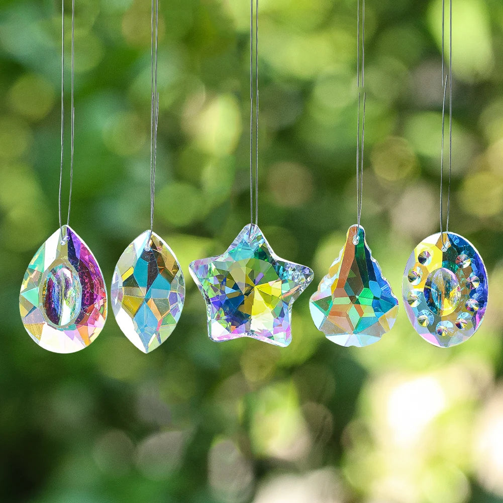 pendants décoratifs cristal transparent arc ciel facettes modernes élégants anti oiseaux