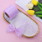 ruban tulle coeurs multicolores 6cm violet noir bleu rose opacité élégant emballage cadeau