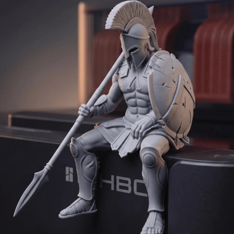 statue guerrier spartiate assis antique décoratif 3D impression texture musculaire armure