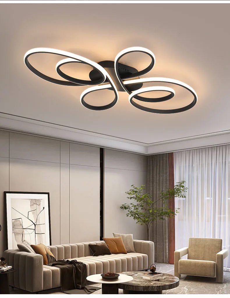 lampe led contemporaine minimaliste abstrait noir blanc fluides