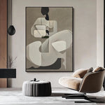 tableau abstrait géométrique moderne minimaliste beige gris rose noir blanc