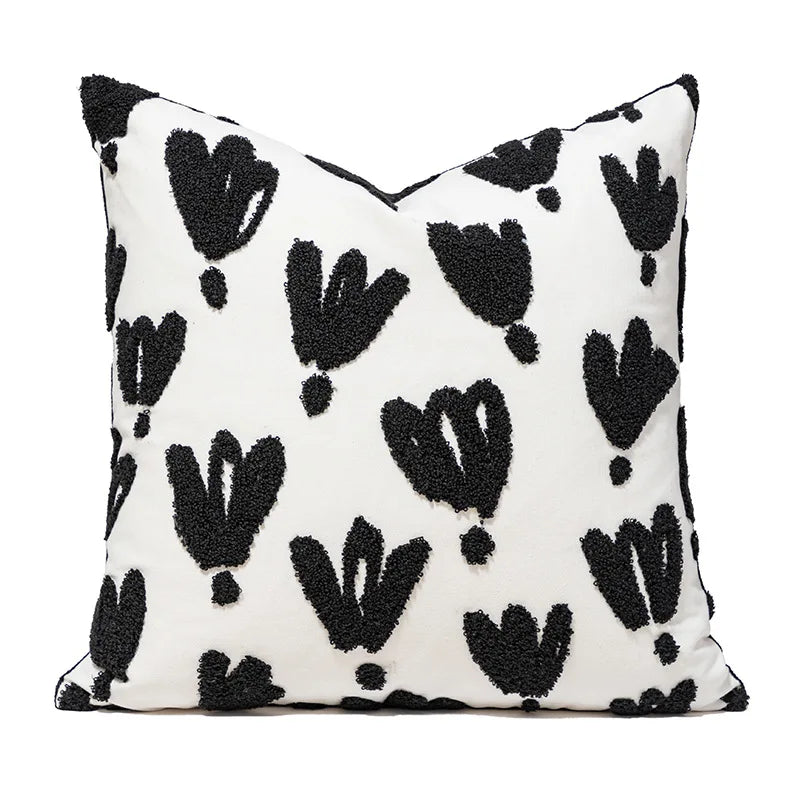 coussin géométrique laine coton contemporain beige gris noir décoratif sofa lit voiture