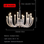 lustre transparent tubulaire contemporain verre strié g9 chambre salon élégant suspension adjustable
