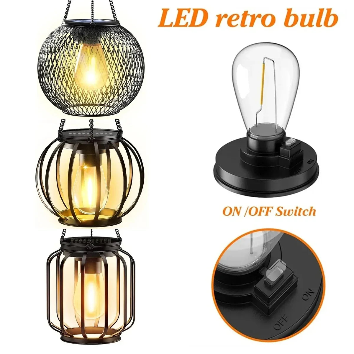 Lanterne solaire suspendue moderne papillons colorés chaîne métallique filet transparent patio jardinextérieur