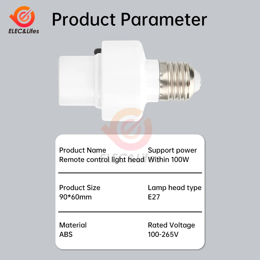 lampe tête E27 télécommande moderne interrupteur timer récepteur infrarouge blanc mat abs 100 265V