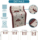 Bannière de Noël avec des rennes, des flocons de neige et des motifs rouges et beiges, disponible en différentes tailles de 8 à 14 pouces pour une décoration murale festive.