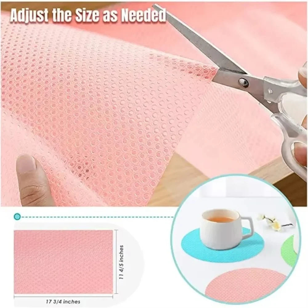 tapis protection réfrigérateur antidérapant éco responsable facile entretien perforé moderne vert bleu rose blanc
