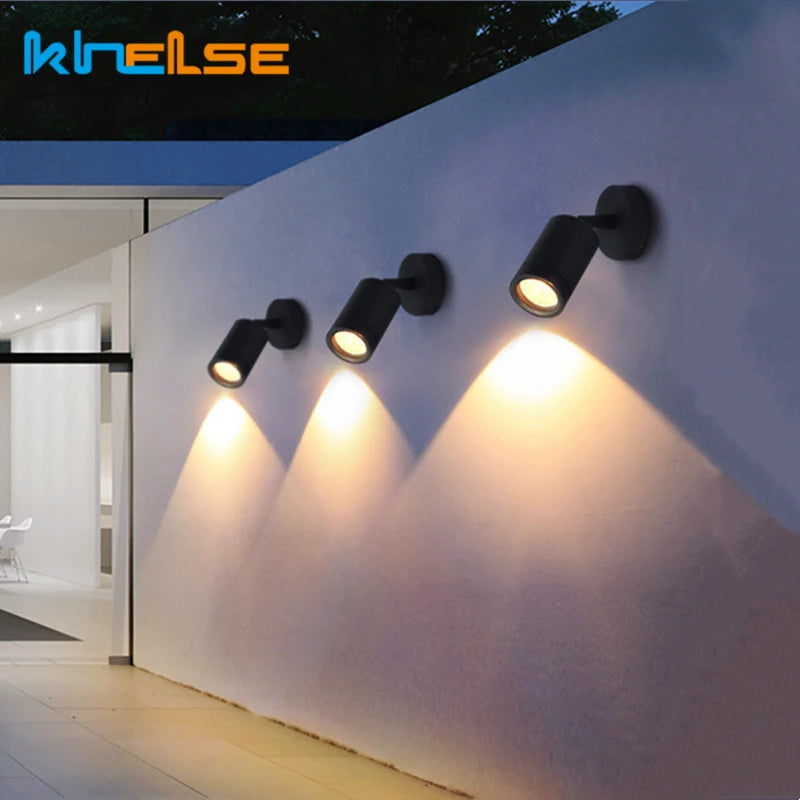 projecteur led mural extérieur noir argenté ip65 moderne surface monté verre trempé