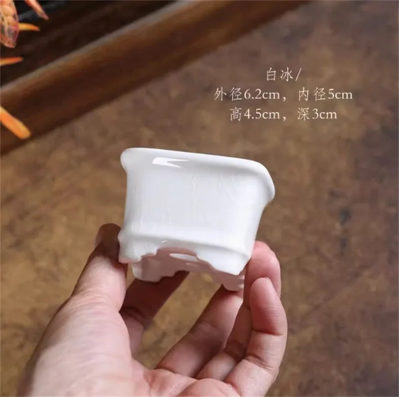 cache pot céramique émaillé rose vert blanc classique fleur plante verte decoration jardin glacé